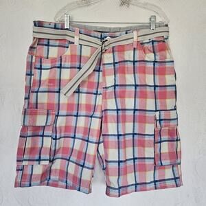 Mens Size 38 Pink Blue Plaid Shorts Preppy Baby Reveal Coastal Resortwear Cruise